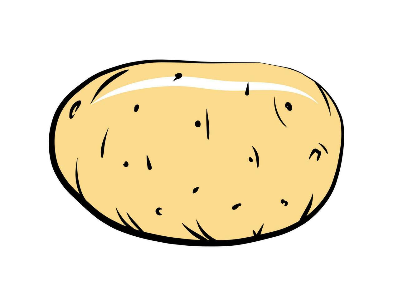 Kartoffel Gemüse Symbol isoliert auf Weiß Hintergrund, Karikatur Aufkleber mit Balck Umriss, Grafik Symbol Zeichnung, frisch Bauernhof Lebensmittel. vektor