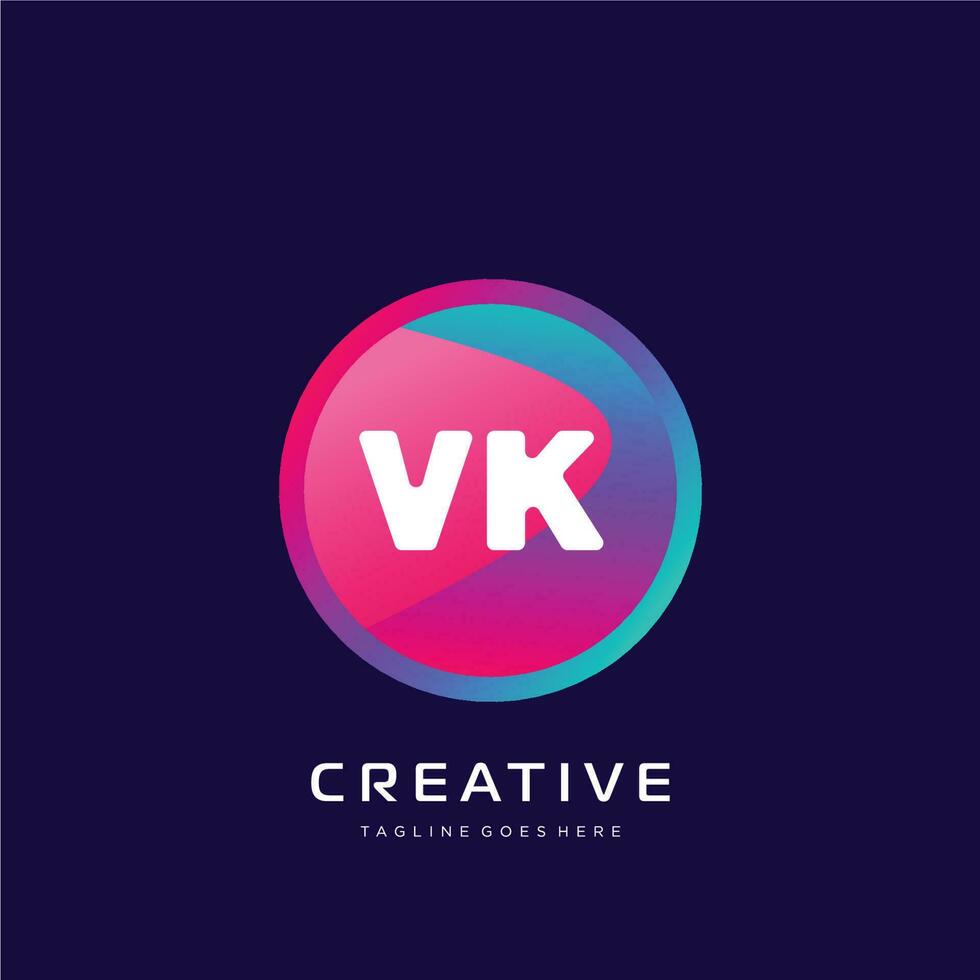 vk Initiale Logo mit bunt Vorlage Vektor. vektor