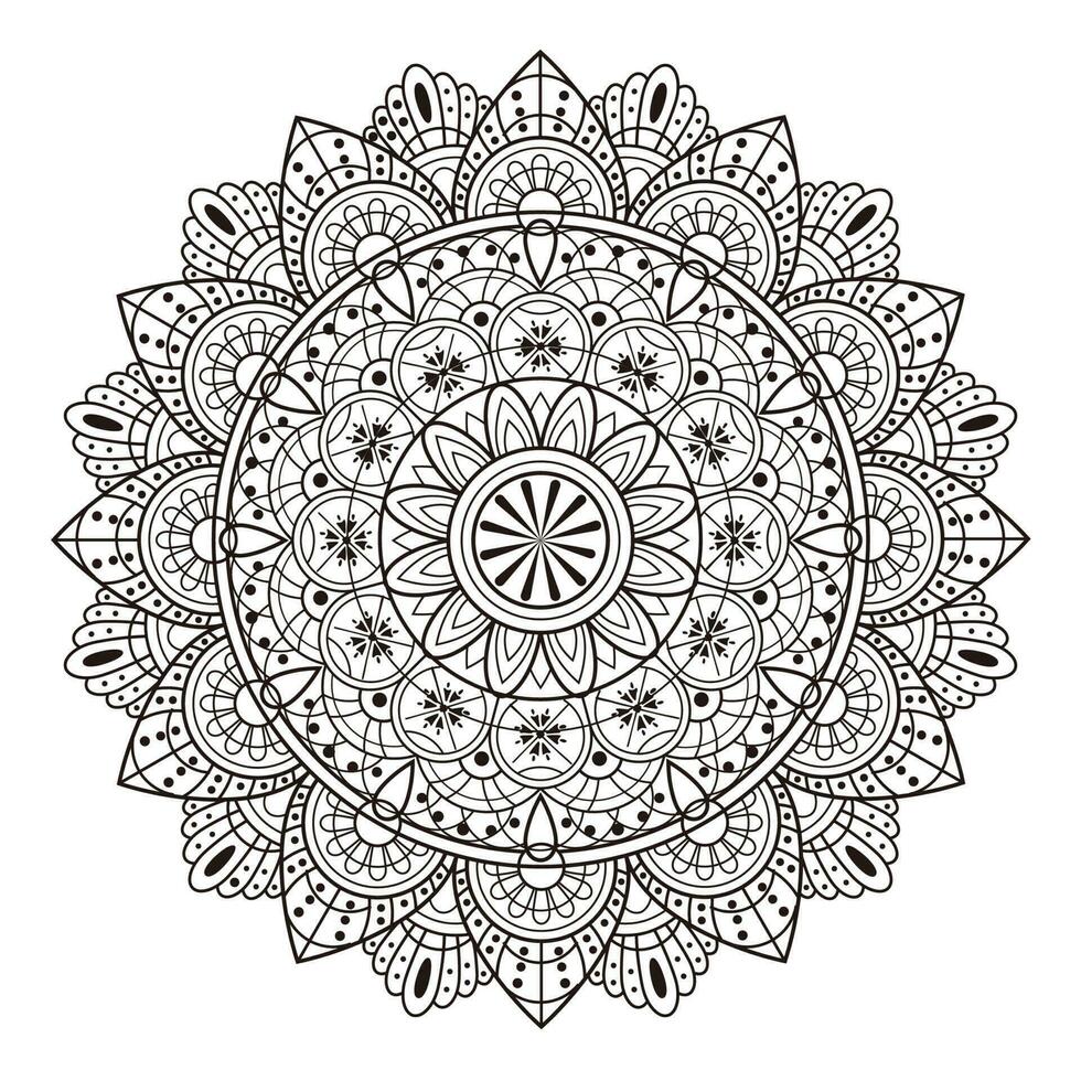 einfarbig Mandala Ornament Design isoliert auf ein Weiß Hintergrund. vektor