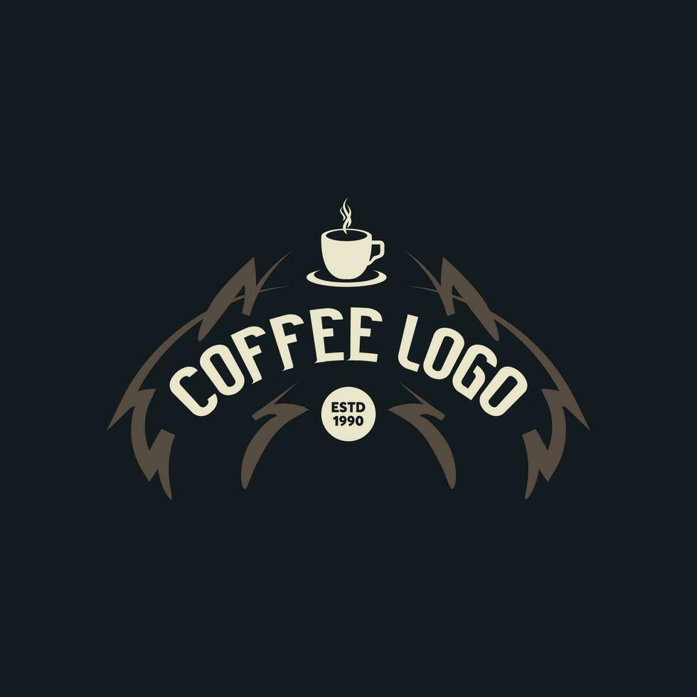 kaffe affär logotyp, bricka och märka design element. kopp, bönor, Kafé årgång stil objekt. retro vektor illustration.