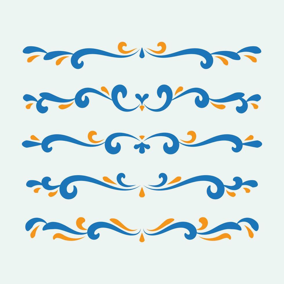 uppsättning av dekorativ filigran krusidullar och avdelare. klassisk årgång element, vektor illustration