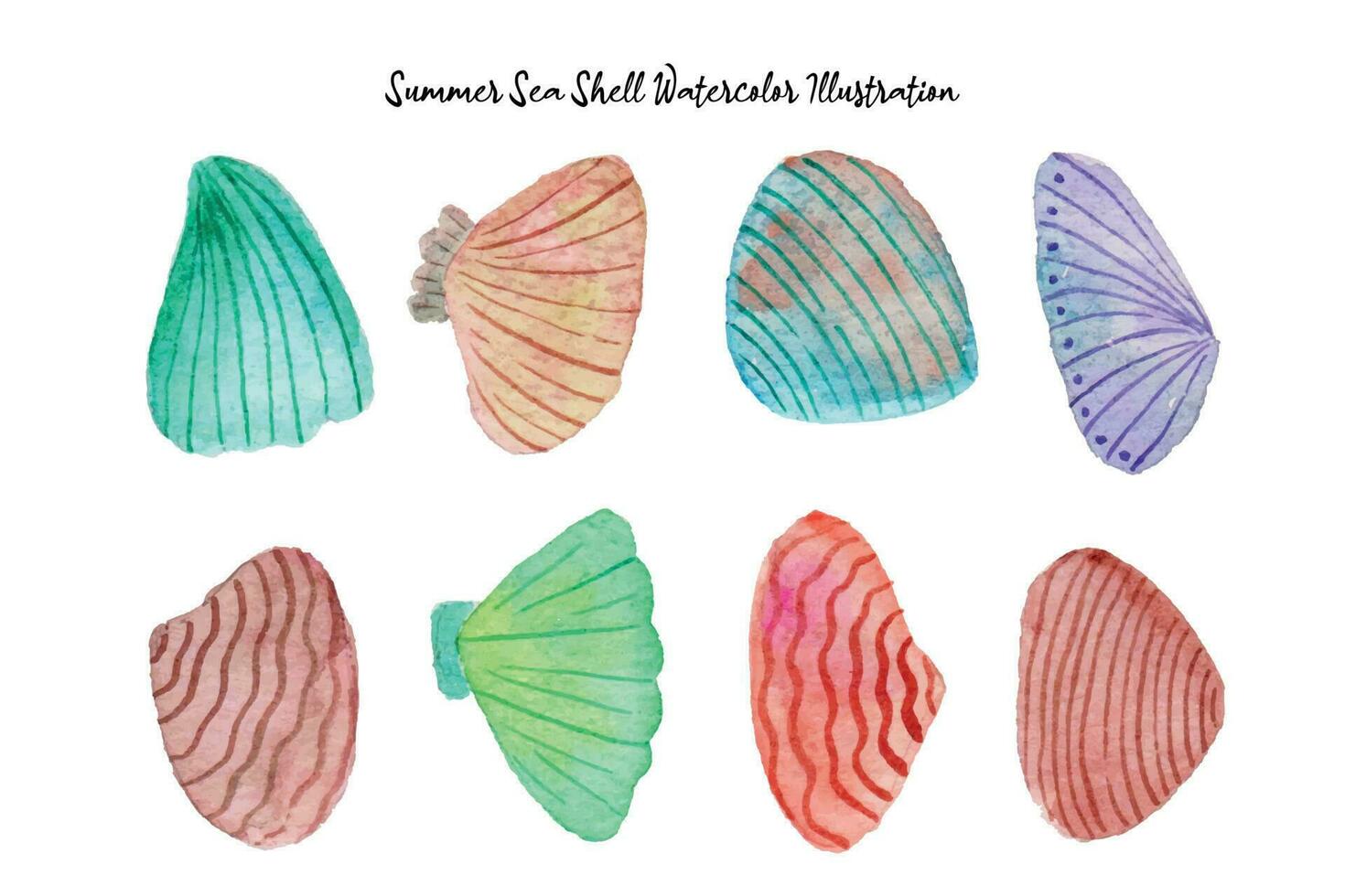 süß Sommer- Strand Meer Schale Aquarell Illustration vektor