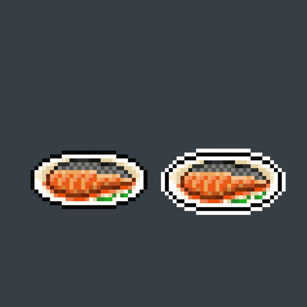 tonfisk kök i pixel konst stil vektor