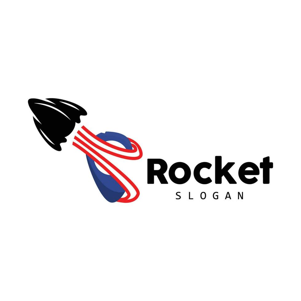 Raketenlogodesign, Weltraumforschungsfahrzeug vektor