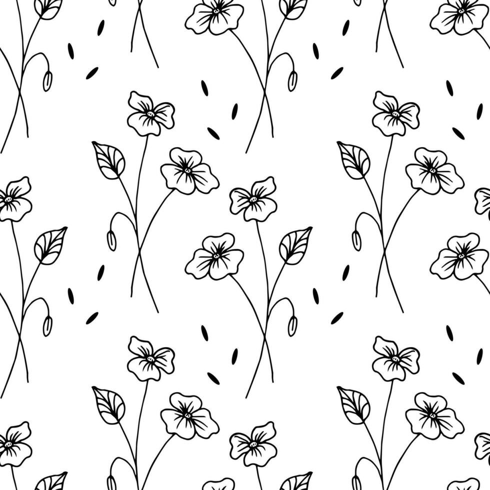 nahtlos Muster, Hand gezeichnet Gliederung Blumen, Pastell- Farben. Textil, Design zum Pastell- Leinen, Hintergrund, Vektor