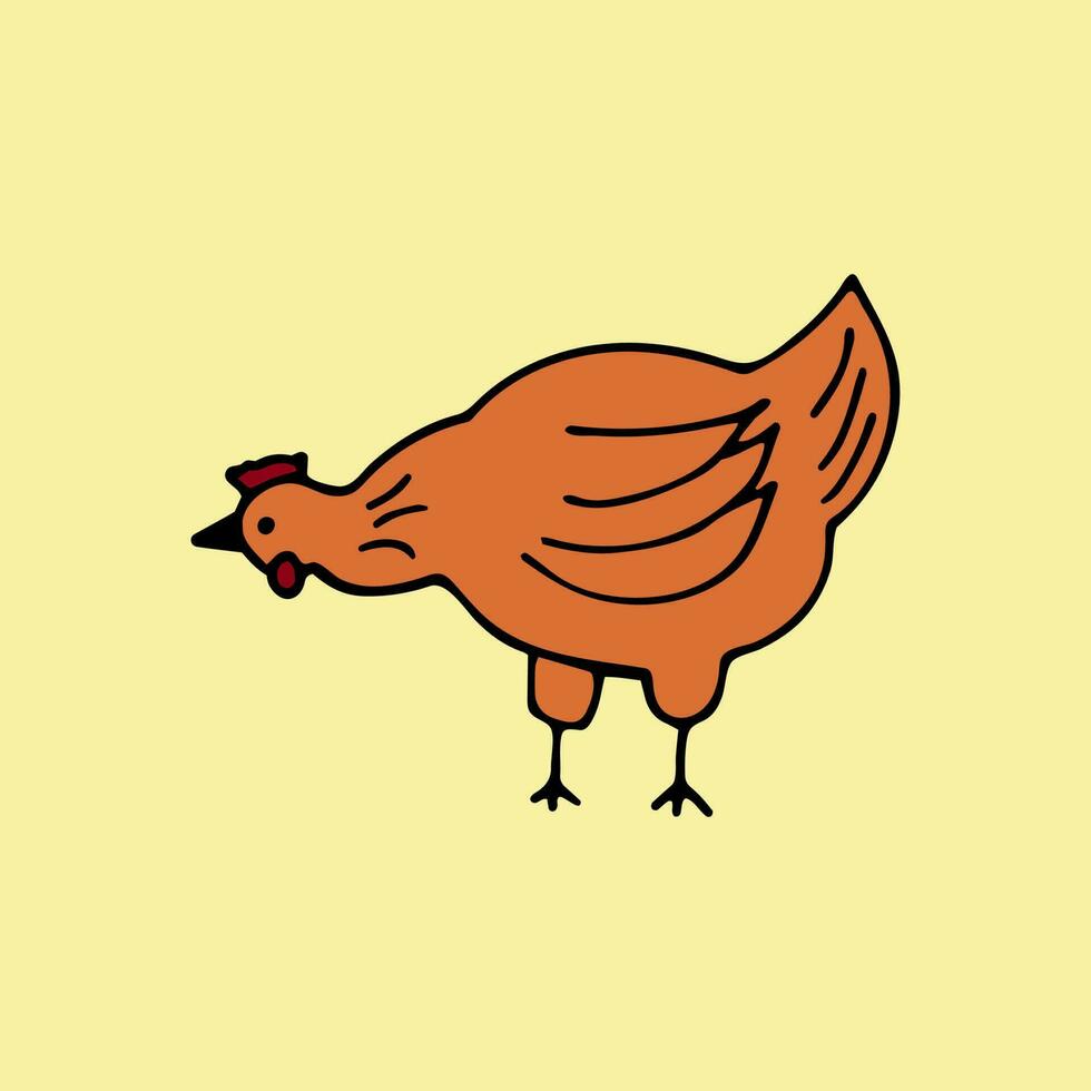 de kyckling är gående. färgrik vektor illustration