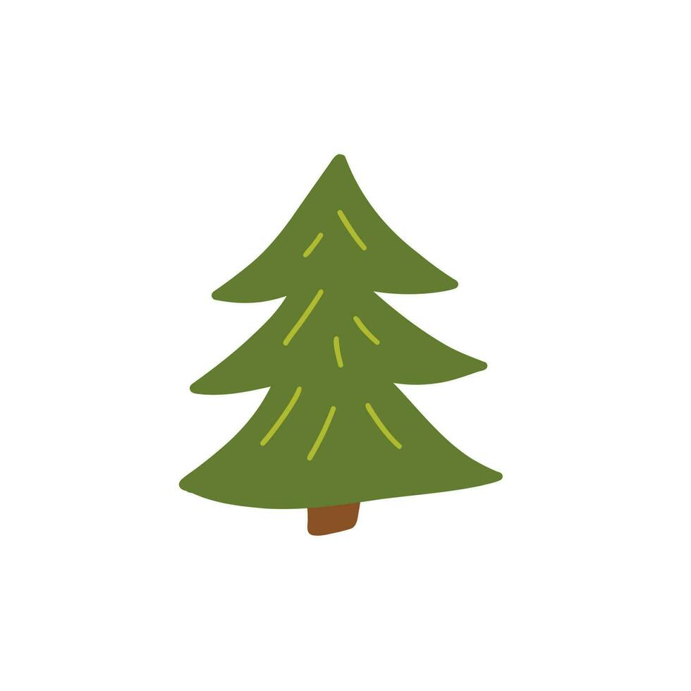 enkel grön jul träd. vektor hand dragen