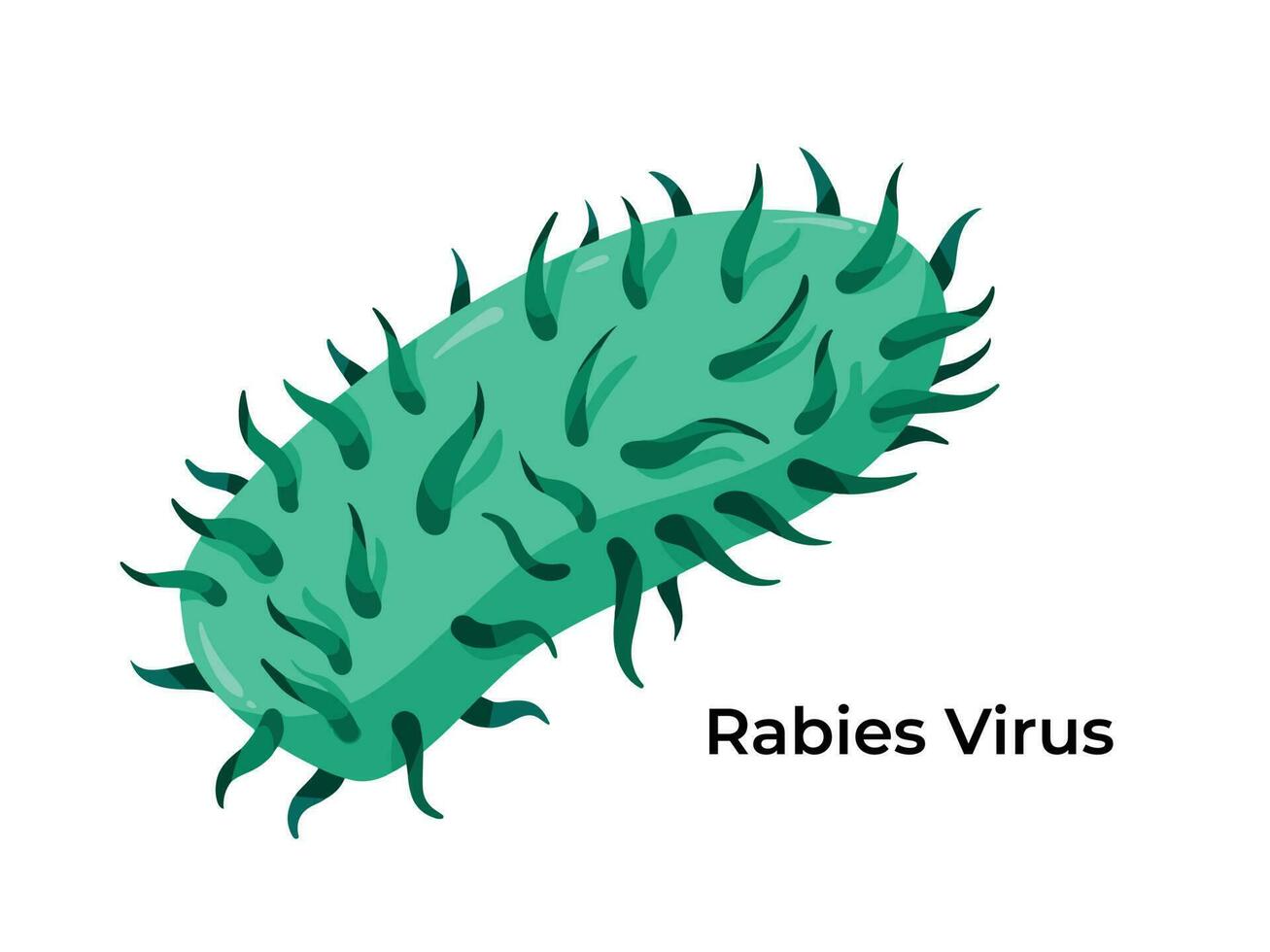 rabies virus form vektor med grön blå Färg illustration isolerat på horisontell landskap vit mall bakgrund. vektor teckning med enkel platt konst stil. medicinsk tema teckning.