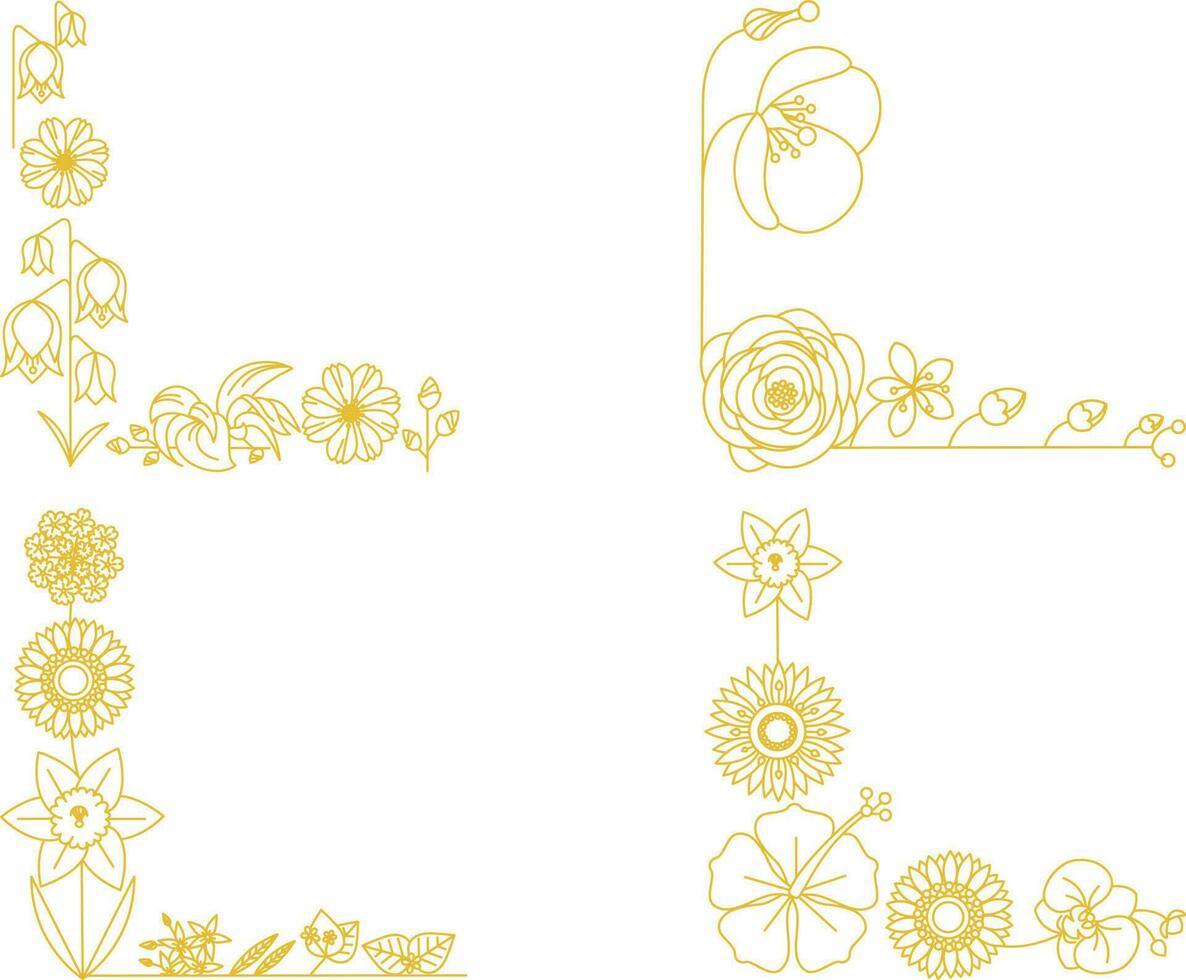 abstrakt Hintergrund. Vektor einstellen von Hand gezeichnet Blumen- Elemente im Mono Linie Stil auf Weiß Hintergrund.