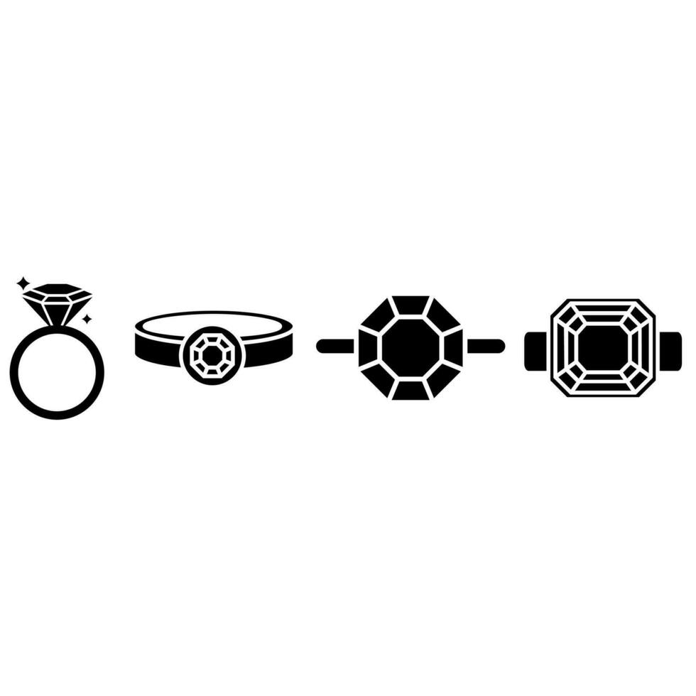 Ring Symbol Vektor Satz. Juwel Illustration Zeichen Sammlung. Juwel Symbol oder Logo.