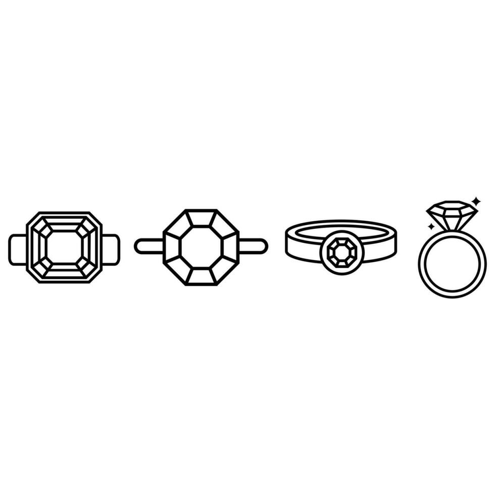 Ring Symbol Vektor Satz. Juwel Illustration Zeichen Sammlung. Juwel Symbol oder Logo.