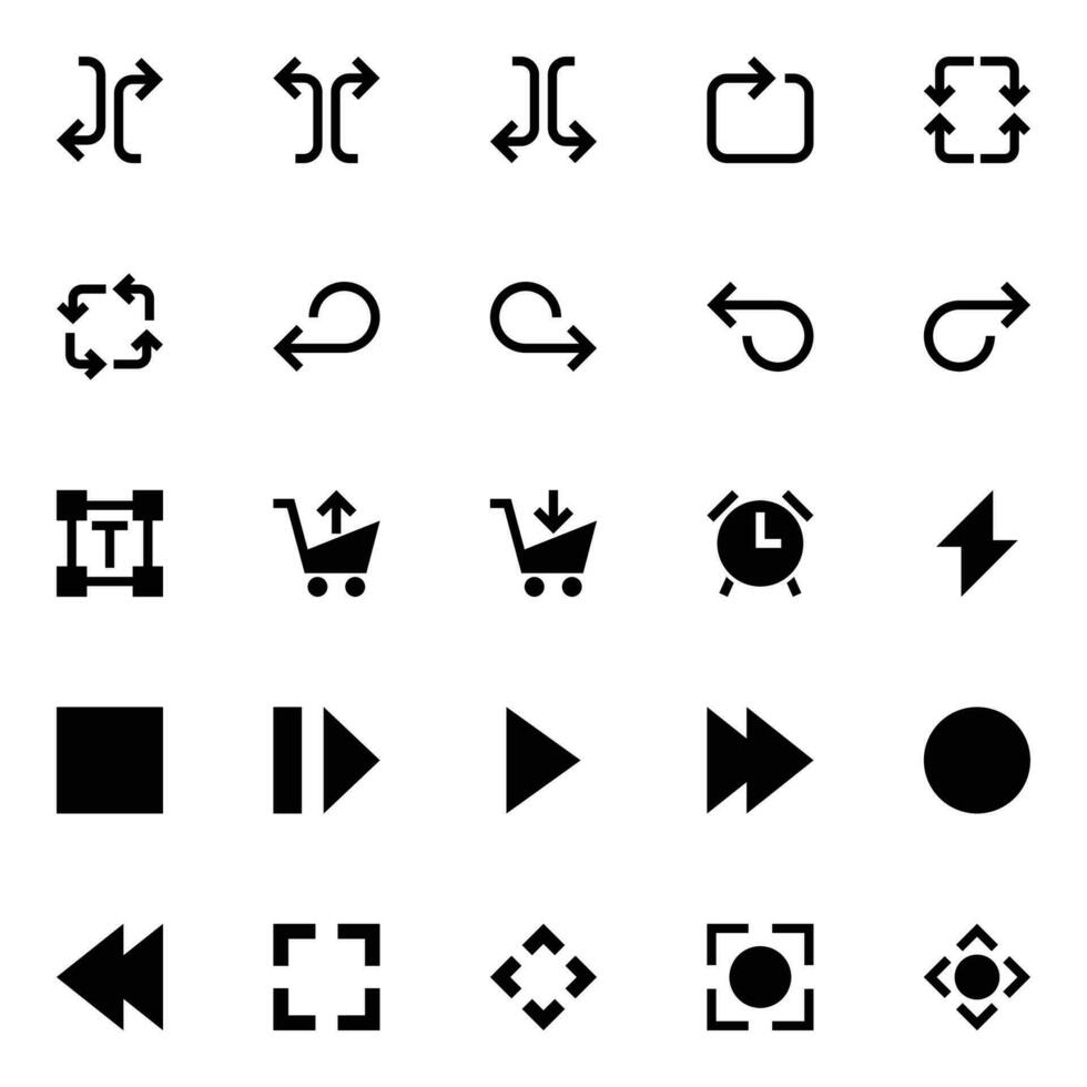 Glyphensymbole für die Benutzeroberfläche. vektor