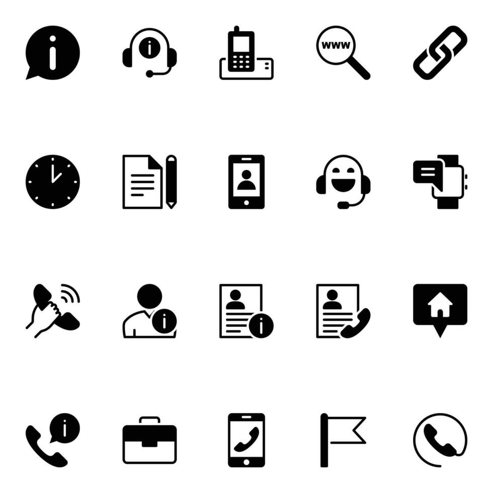 översikt ikoner för Kontakt information. vektor
