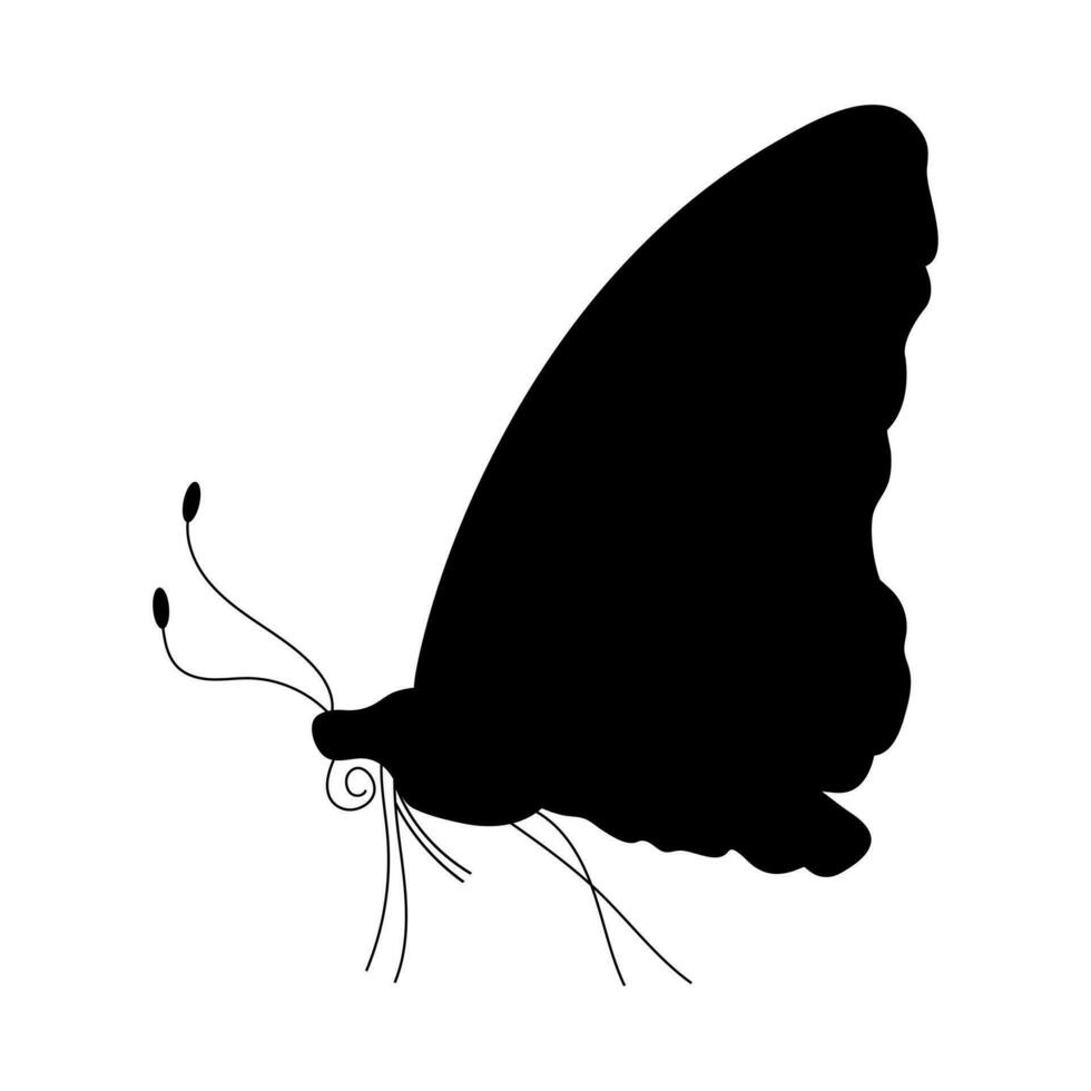 Schmetterling schwarz Silhouette. Schmetterling Symbol isoliert auf Weiß Hintergrund. vektor