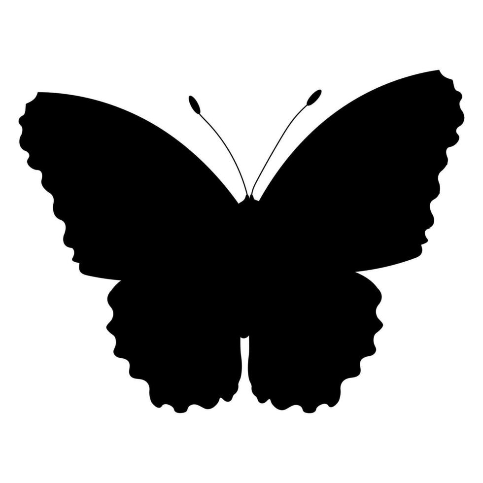 Schmetterling schwarz Silhouette. Schmetterling Symbol isoliert auf Weiß Hintergrund. vektor