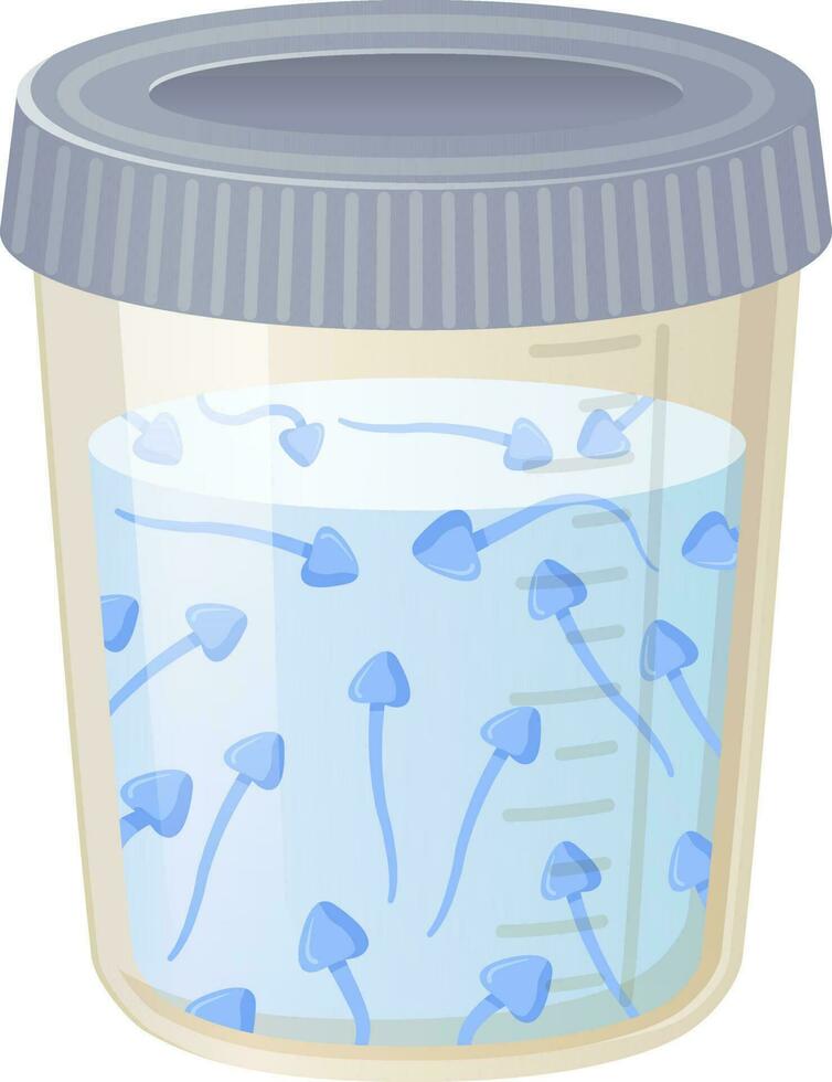 Karikatur Stil isoliert Samen Stichprobe Container zum medizinisch Tests auf Weiß Hintergrund - - Lager Vektor Illustration.