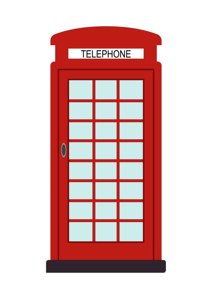 tecknad serie röd telefon låda vektor isolerat ikon på vit