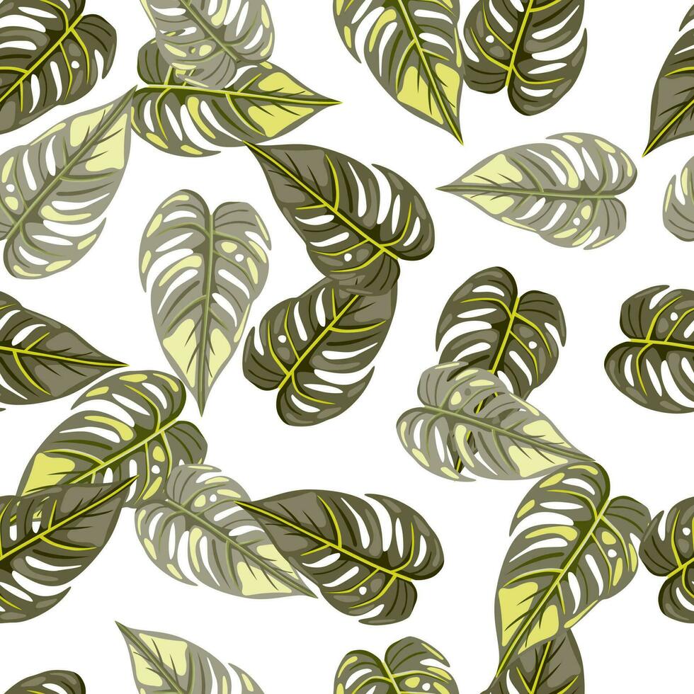 djungel blad sömlös tapet. dekorativ tropisk handflatan löv sömlös mönster. exotisk botanisk textur. blommig bakgrund. vektor