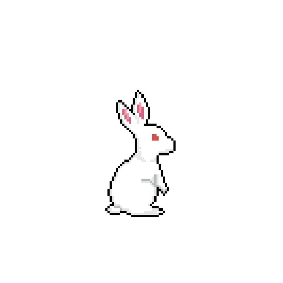 Weiß Hase im Pixel Kunst Stil vektor