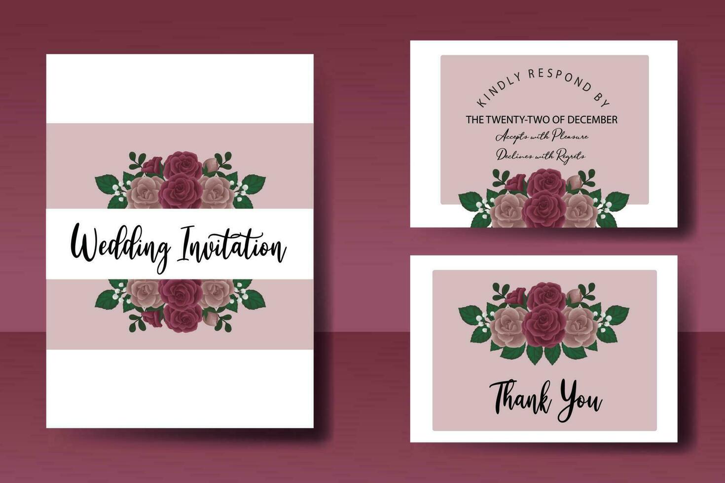 Hochzeit Einladung Rahmen Satz, Blumen- Aquarell Digital Hand gezeichnet kastanienbraun Rose Blume Design Einladung Karte Vorlage vektor