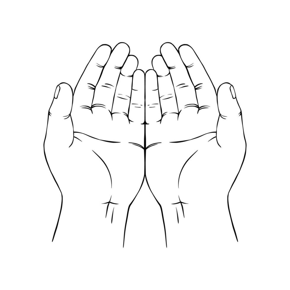 beten Hand Symbol Gliederung vektor