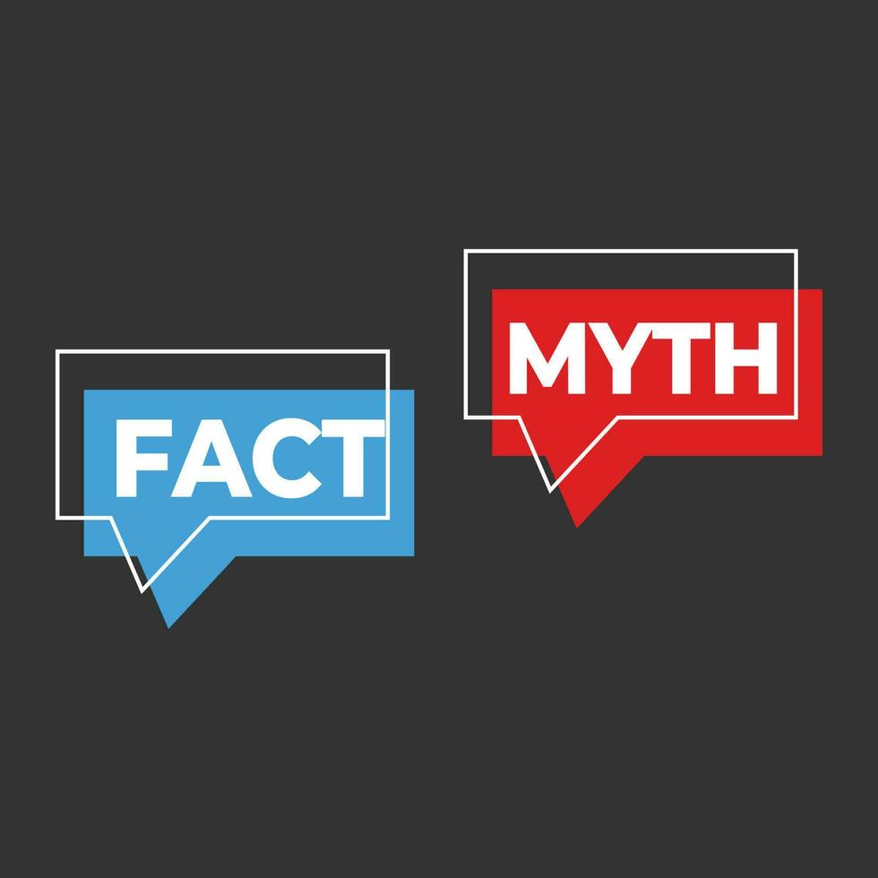 myter mot faktum kolla upp ikon. falsk eller Sann bubbla begrepp vektor