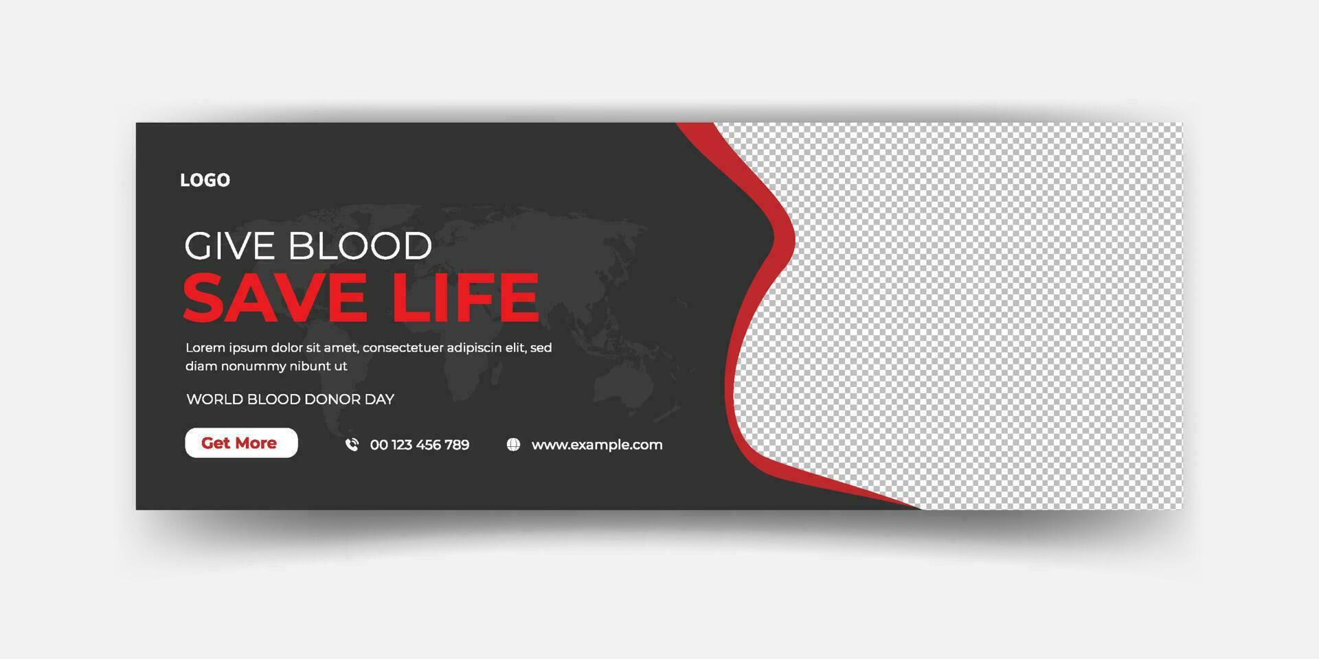 värld blod givare dag social media omslag och webb baner mall vektor