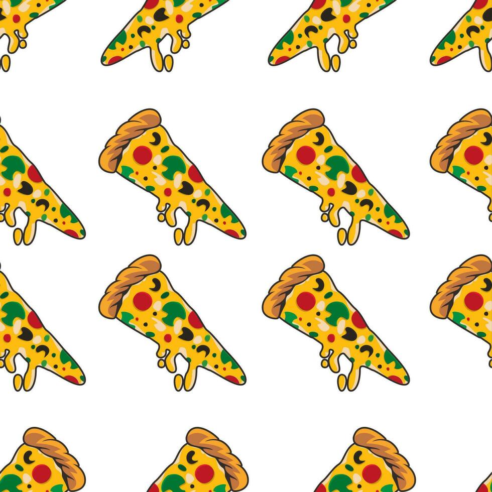 sömlös mönster med en skiva av pizza vektor