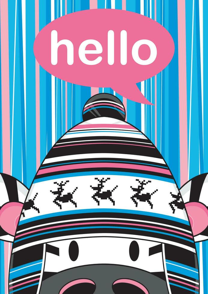 Karikatur bezaubernd Hallo Zebra im wollig Rentier Hut Illustration vektor