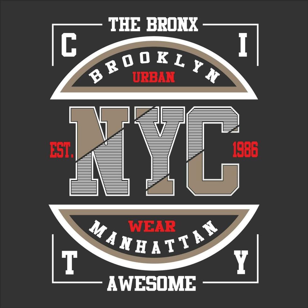 ny york brooklyn logotyp text affisch vektor design
