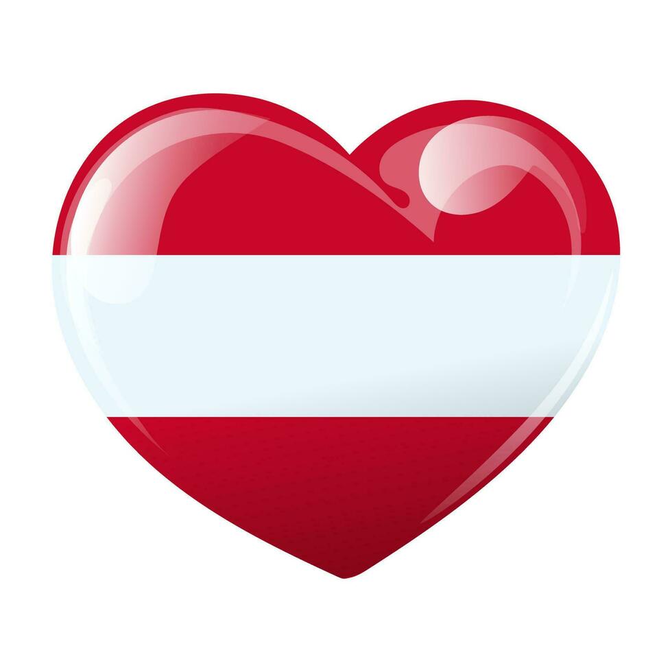 Flagge von Österreich im das gestalten von ein Herz. Herz mit Flagge von Österreich. 3d Illustration, Vektor