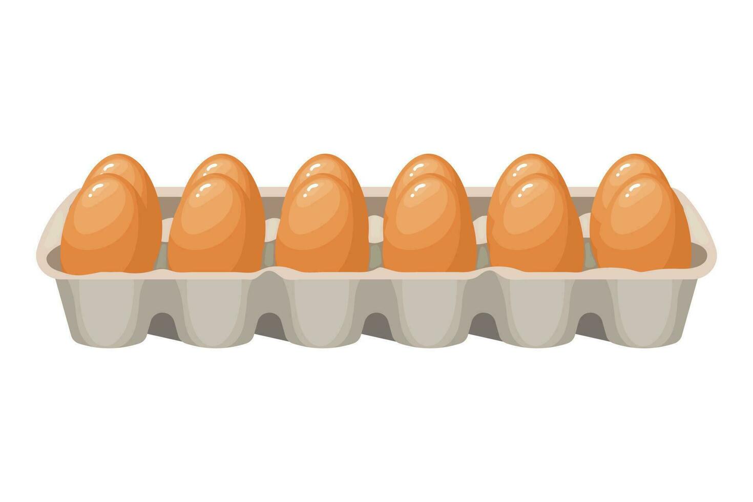 färsk kyckling ägg i en kartong behållare, ägg i en låda. mat illustration, vektor
