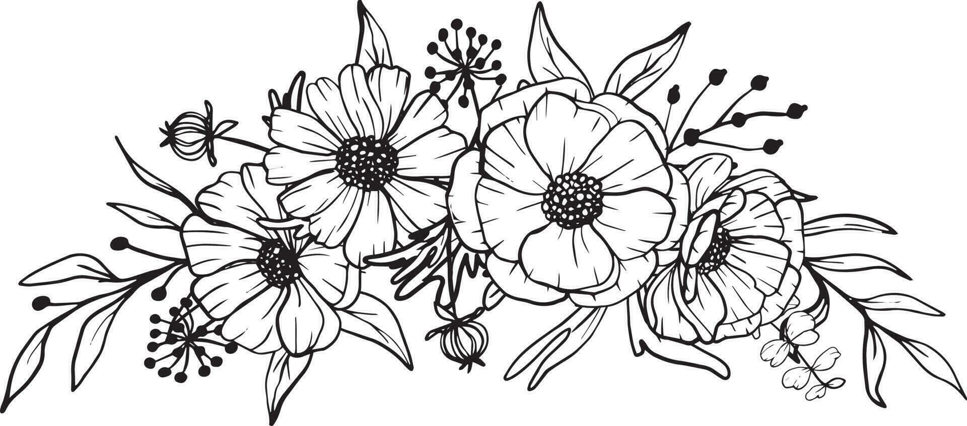 isoliert Gänseblümchen Linie Kunst Blumen- Clip Art vektor