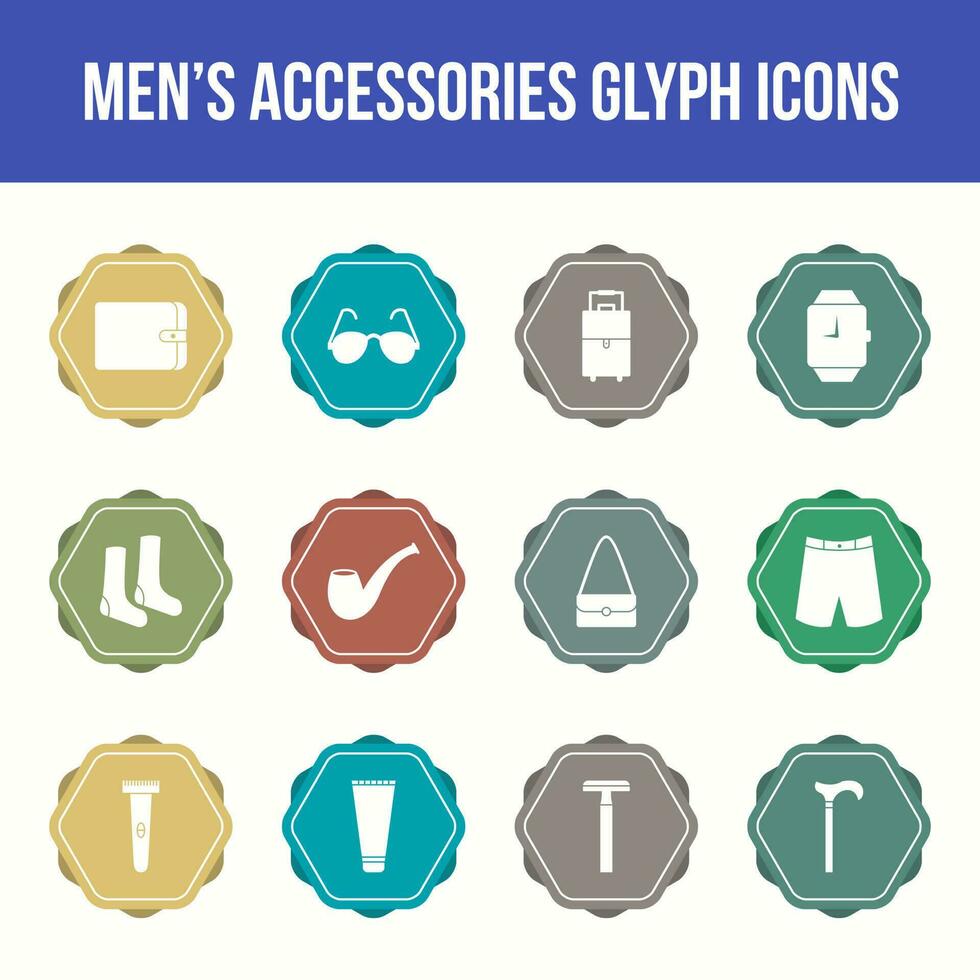 Einzigartiges Vektor-Glyphen-Icon-Set für Accessoires für Herren vektor