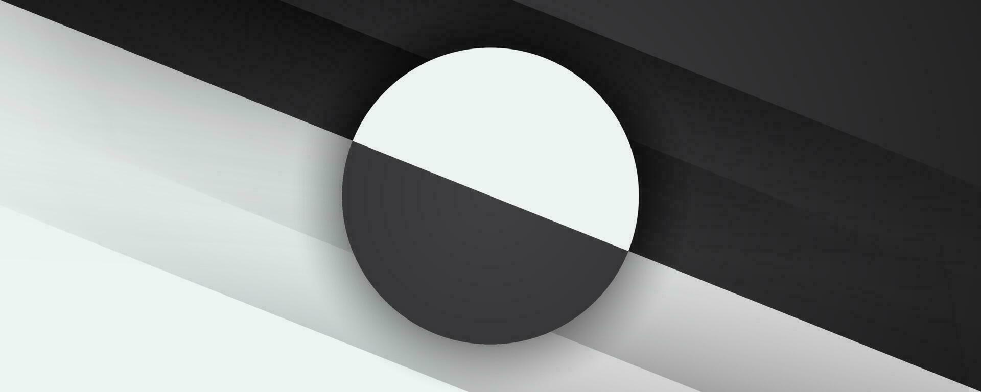 3d schwarz Weiß geometrisch abstrakt Hintergrund Überlappung Schicht auf hell Raum mit Kreis Auswirkungen Dekoration. Grafik Design Element ausgeschnitten Stil Konzept zum Banner, Flyer, Karte, oder Broschüre Startseite vektor