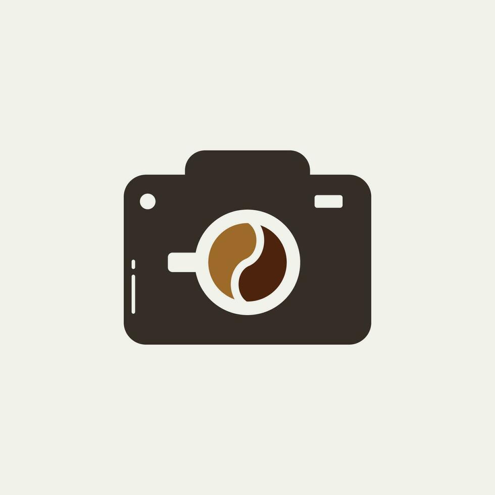 kamera kaffe logotyp. detta logotyp kan vara Begagnade för media, fotografi, studio, kaffe affär, och Kafé. vektor