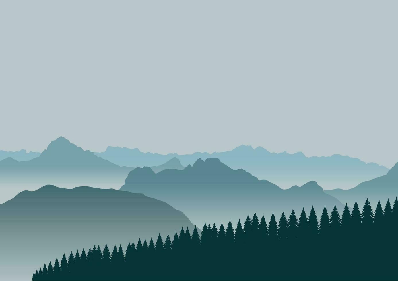 Wald und Berge Vektor Illustration Design