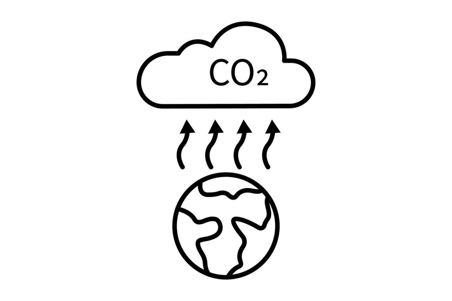 atmosfärisk förorening ikon illustration. ikon relaterad till global uppvärmning, co2. linje ikon stil. enkel vektor design redigerbar