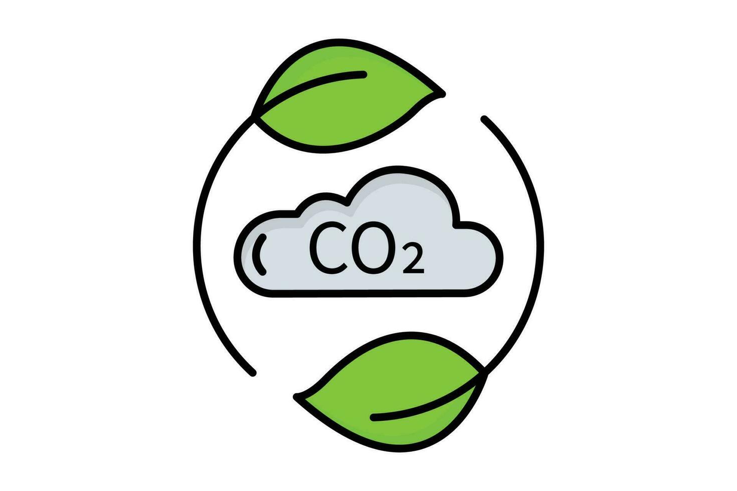 kol dioxid utsläpp minskning ikon illustration. ikon relaterad till global uppvärmning, co2. platt linje ikon stil, linjär Färg. enkel vektor design redigerbar