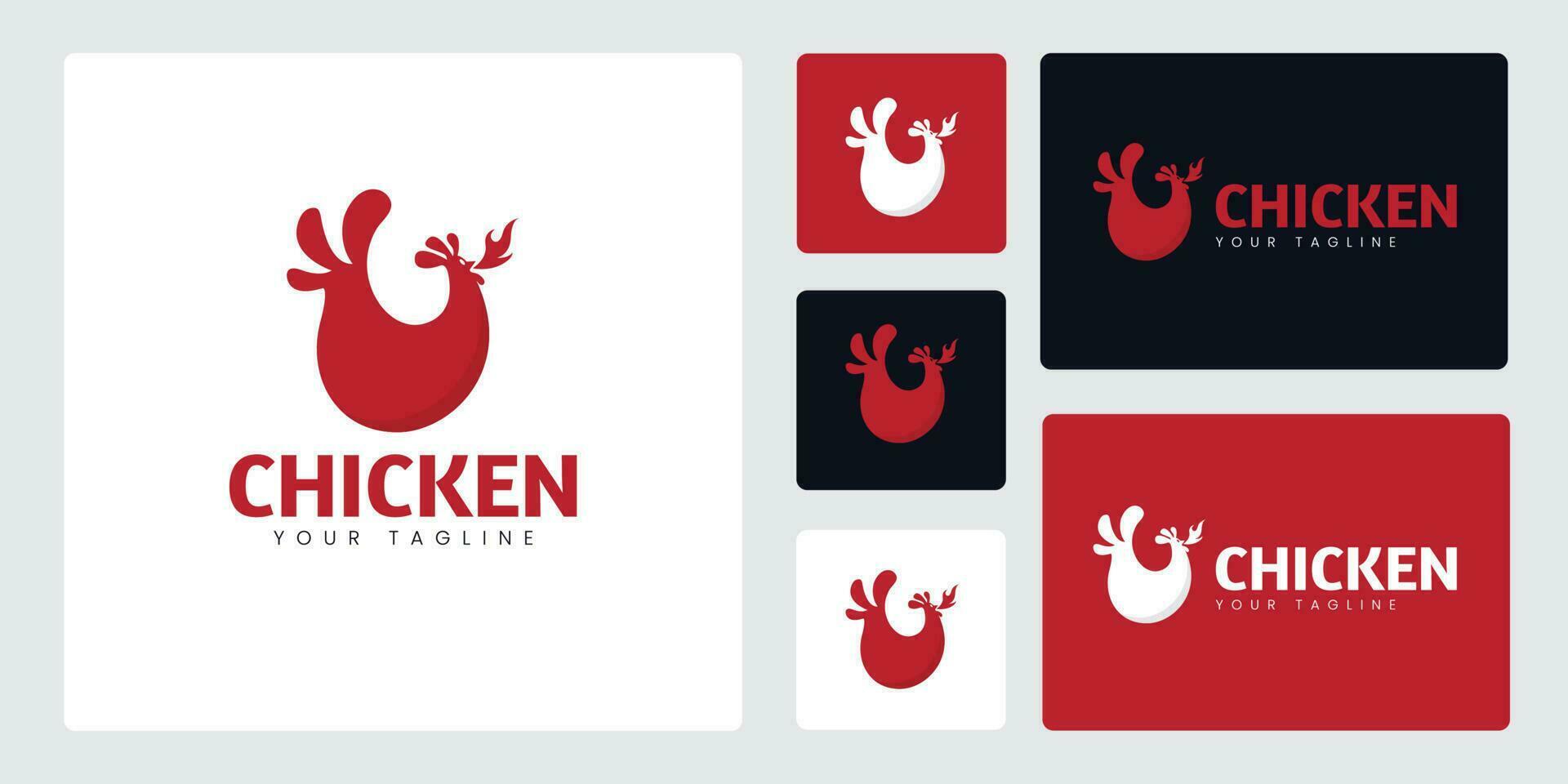 de kyckling logotyp är en mjuk kyckling form till beskriva en flexibel produkt. detta logotyp är lämplig för kryddad kyckling och tupp tema restaurang företag. vektor