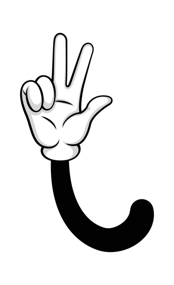 drei Finger Comic Geste Hand im Handschuh vektor