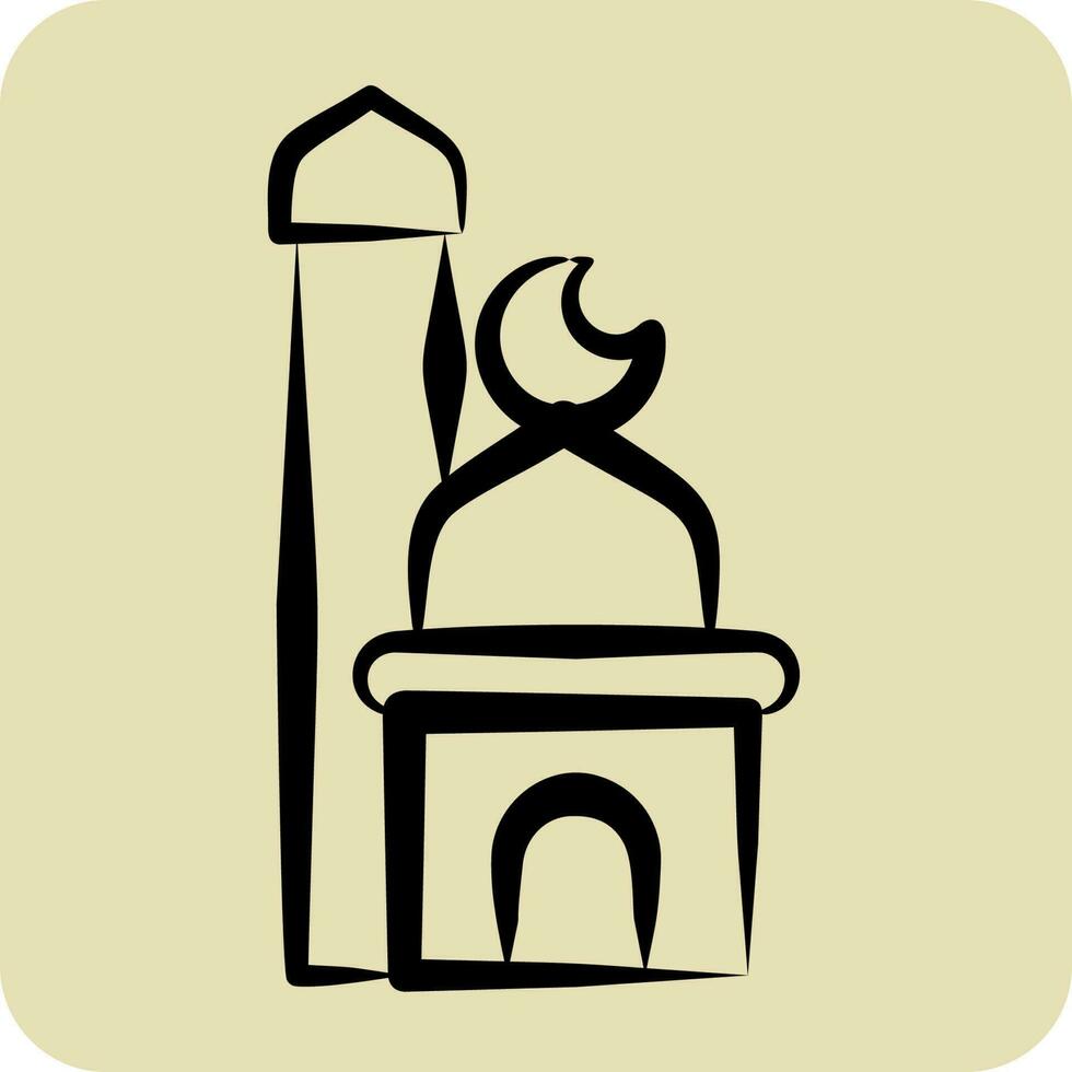 Symbol Moschee. verbunden zu eid al fitr Symbol. Glyphe Stil. islamisch. Ramadan. einfach Abbildung1 vektor