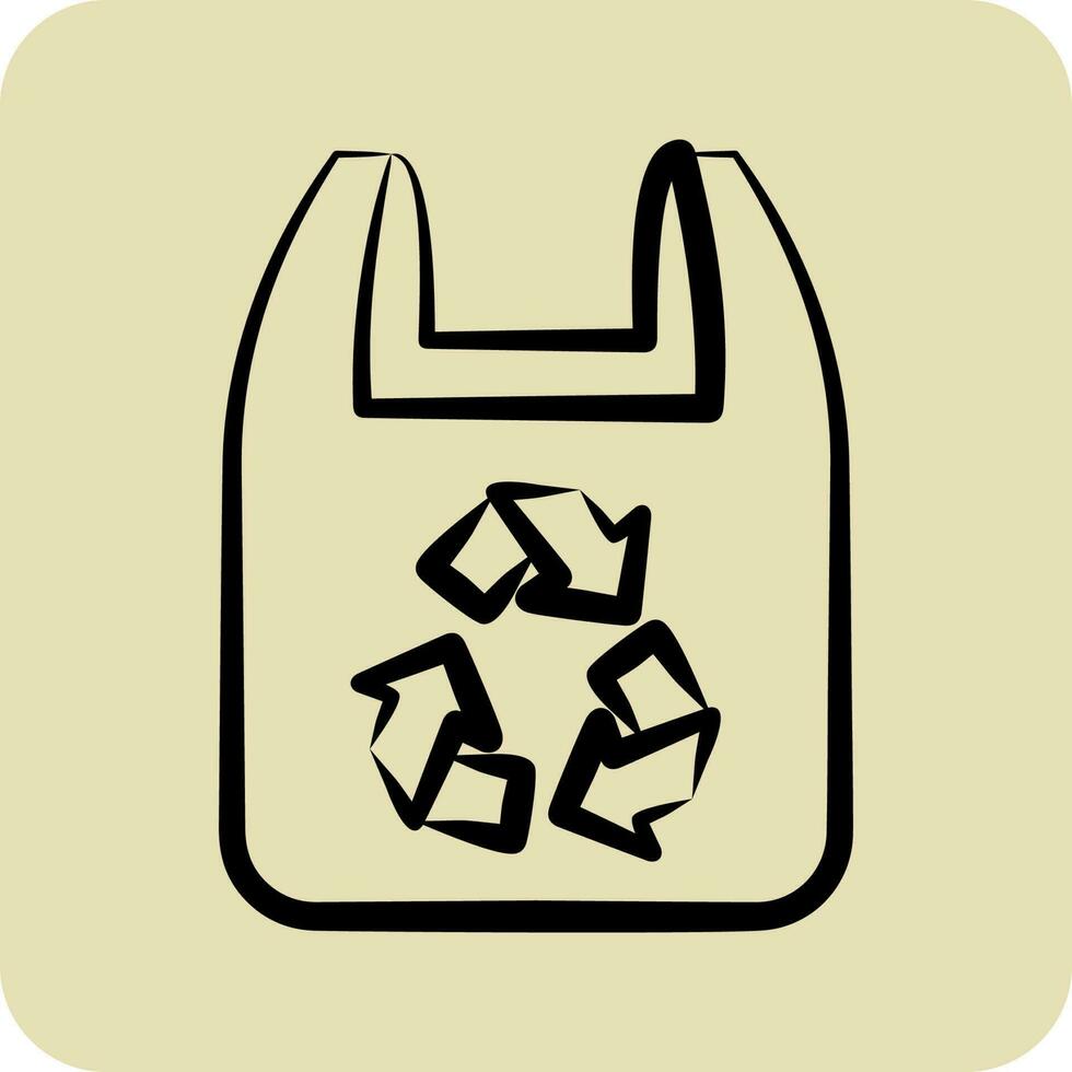 Symbol recycelte Plastiktüte. bezogen auf Umweltsymbol. Glyphen-Stil. einfache Abbildung. Erhaltung. Erde. sauber vektor
