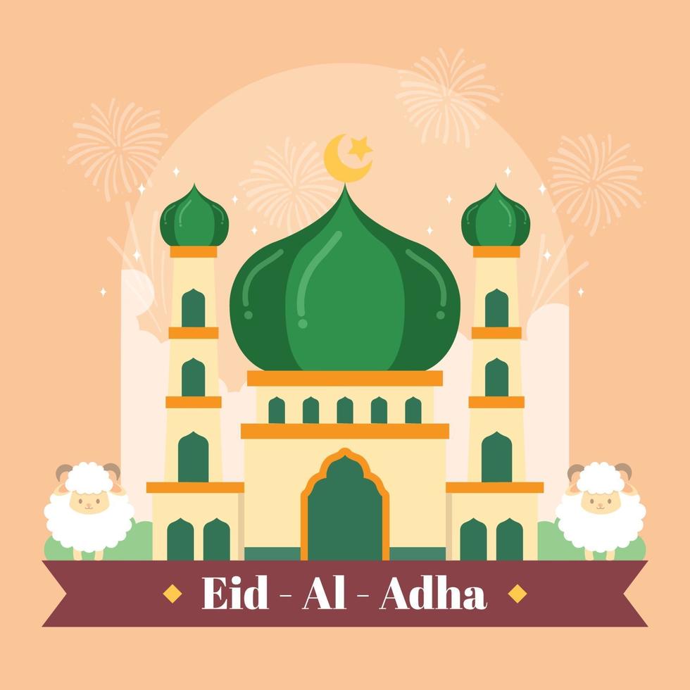 schöne Moschee bereitet sich auf Eid al Adha vor vektor