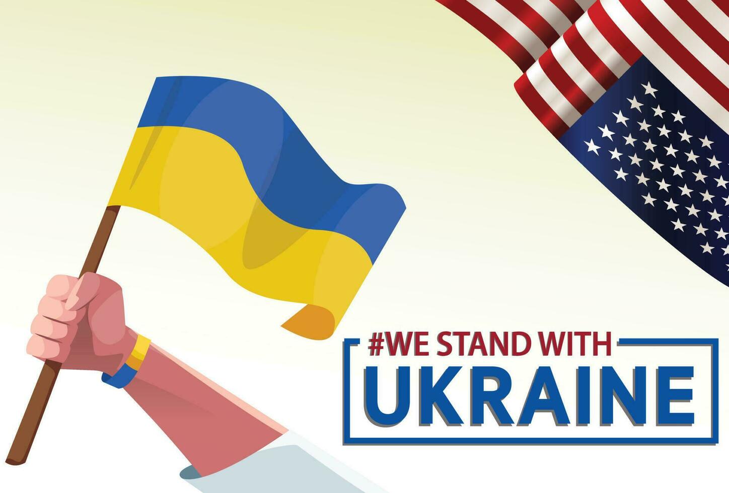 vi stå med ukraina amerikan flagga bakgrund vektor
