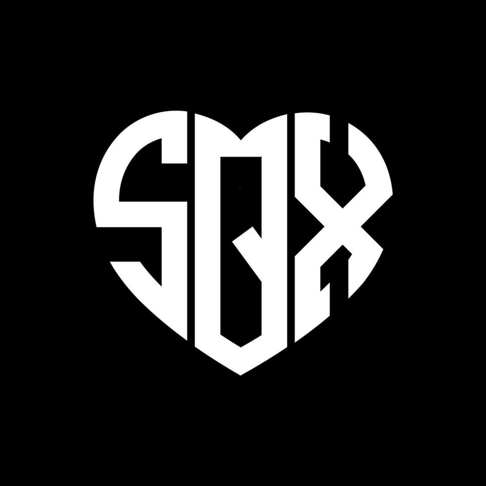 sqx kreativ kärlek form monogram brev logotyp. sqx unik modern platt abstrakt vektor brev logotyp design.