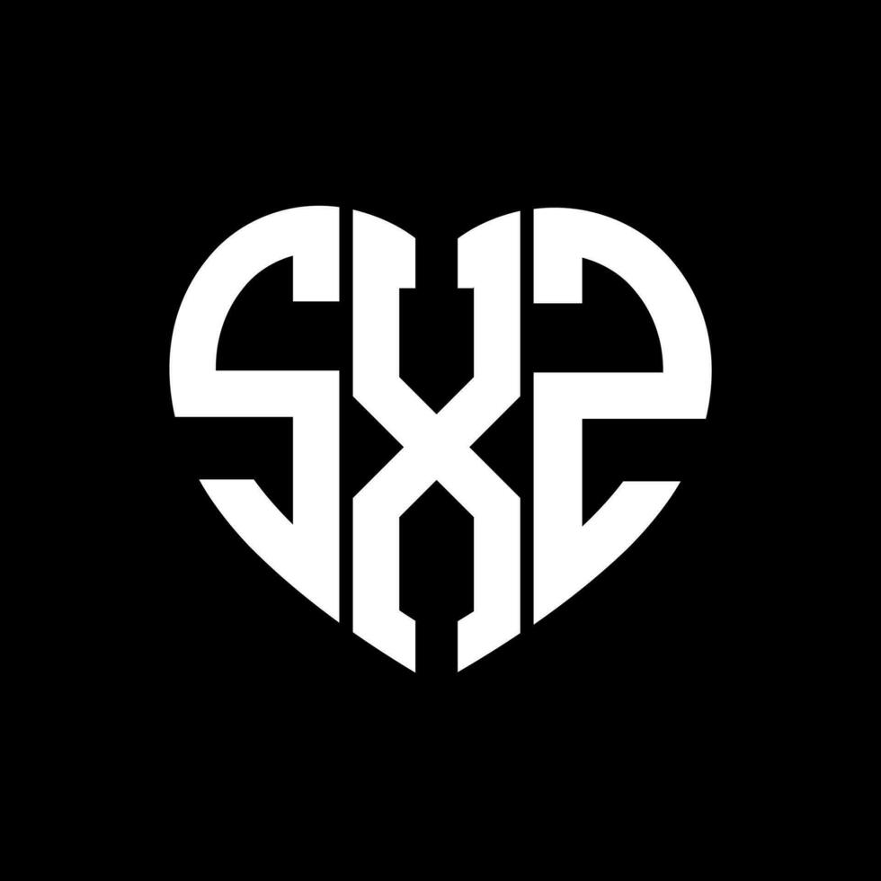 sxz kreativ kärlek form monogram brev logotyp. sxz unik modern platt abstrakt vektor brev logotyp design.