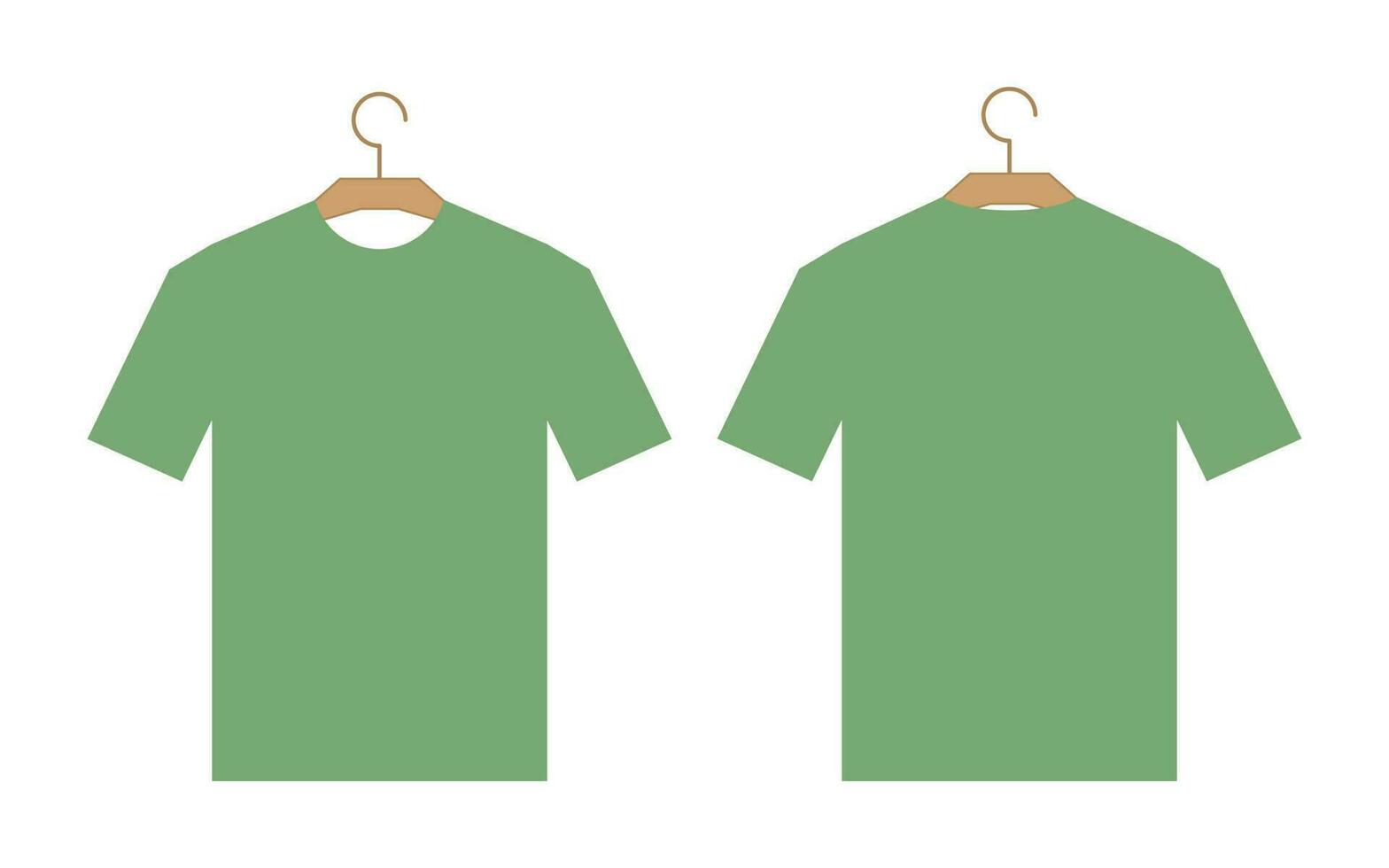 T-Shirt Attrappe, Lehrmodell, Simulation eben Design Vorderseite und zurück gestalten mit leeren Raum zum Text oder Bild. vektor