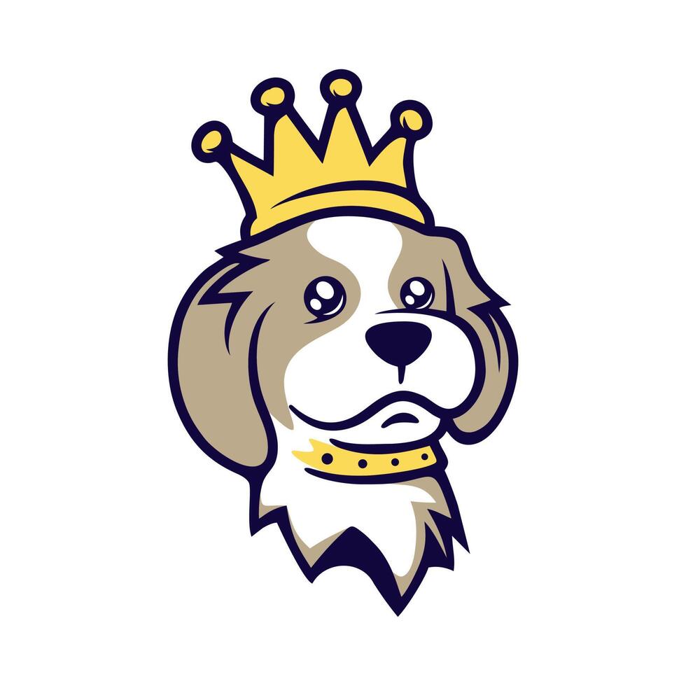 ein Logo Vektor Illustration von ein süß Hund tragen ein Krone