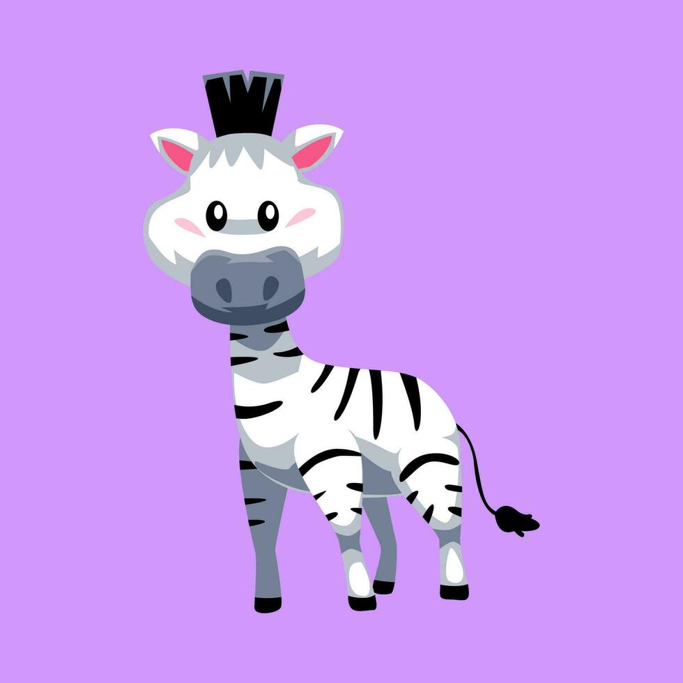 söt tecknad serie zebra i isolerat lila bakgrund vektor illustration ikon